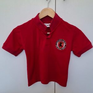 Bateleur Collegue — Red Golf Shirt with badge